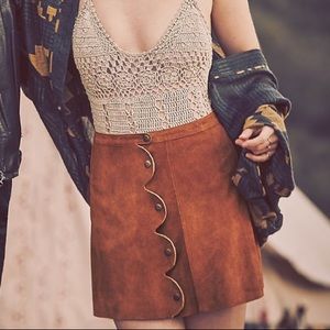 NWT FREE PEOPLE ONE ON ONE SUEDE MINI SKIRT 6